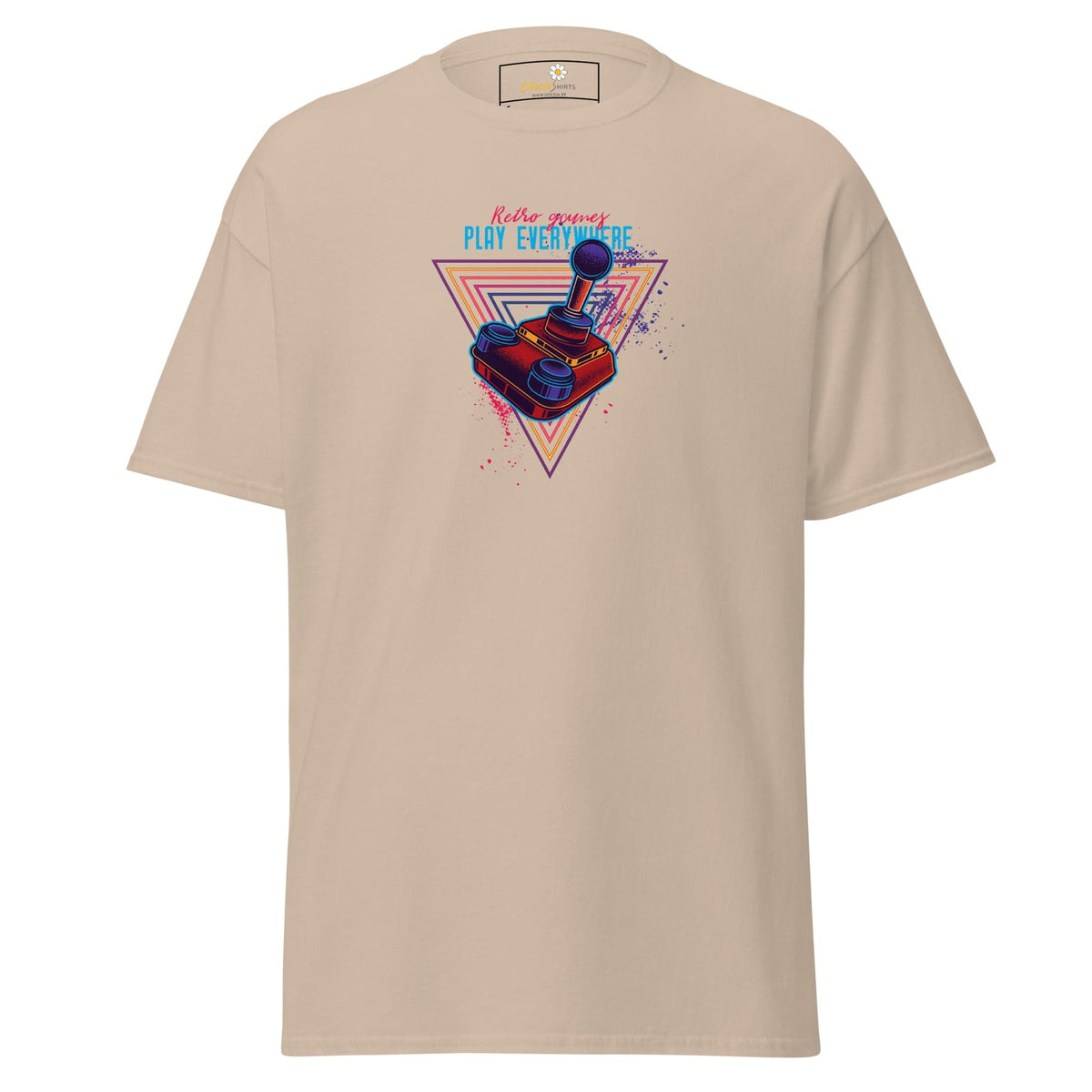 Beige T-shirt with retro gaming design for Men and Women in sizes S to XL