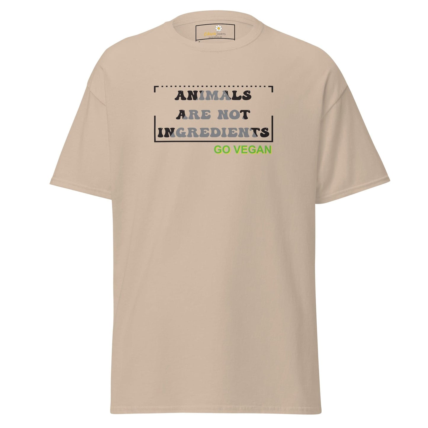 Unisex classic t-shirt - VEGAN ANIMALS NO INGREDIENTS - REGULAR - Sand / S