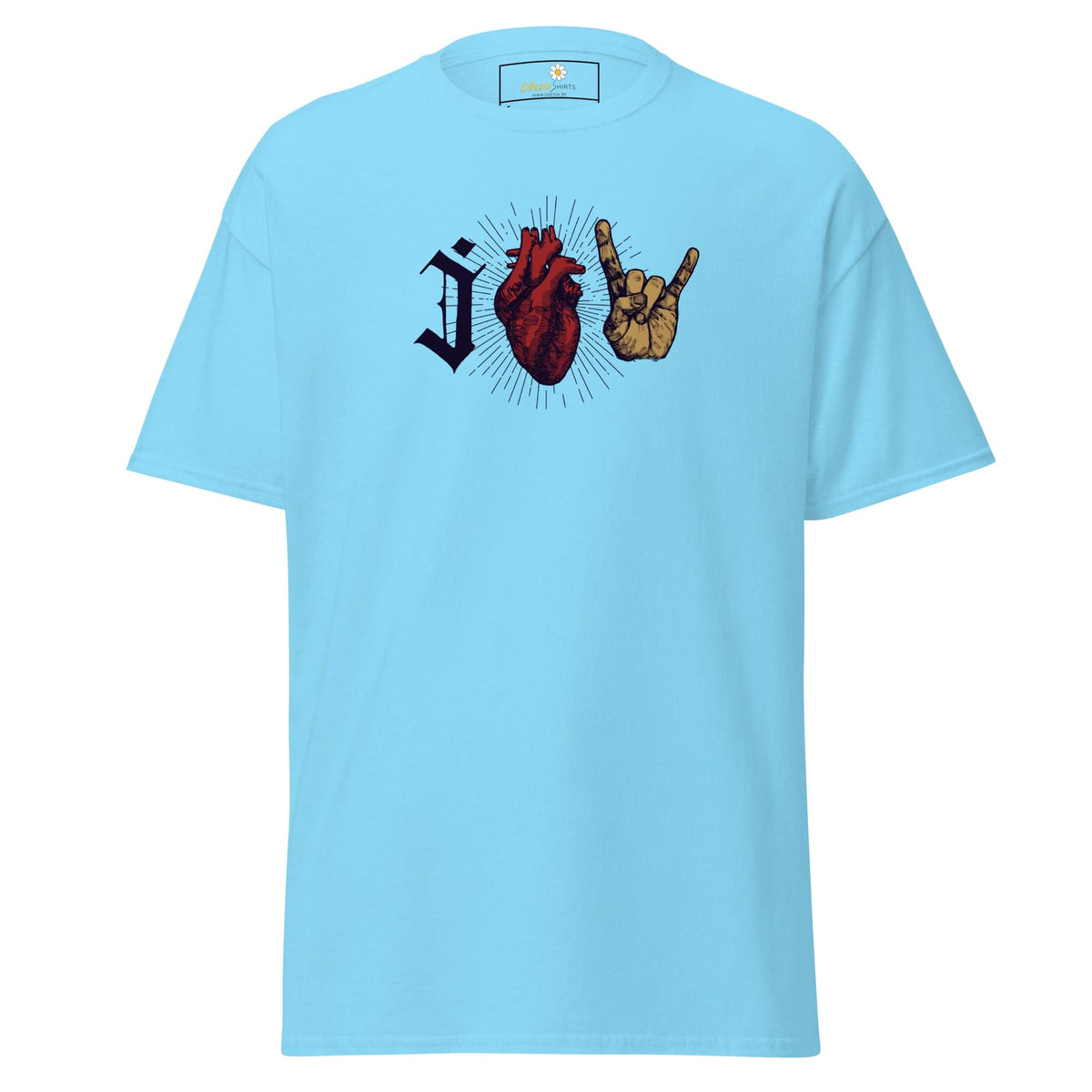 Unisex classic t-shirt - MUSIC I LOVE ROCK AND ROLL - REGULAR - Sky / S