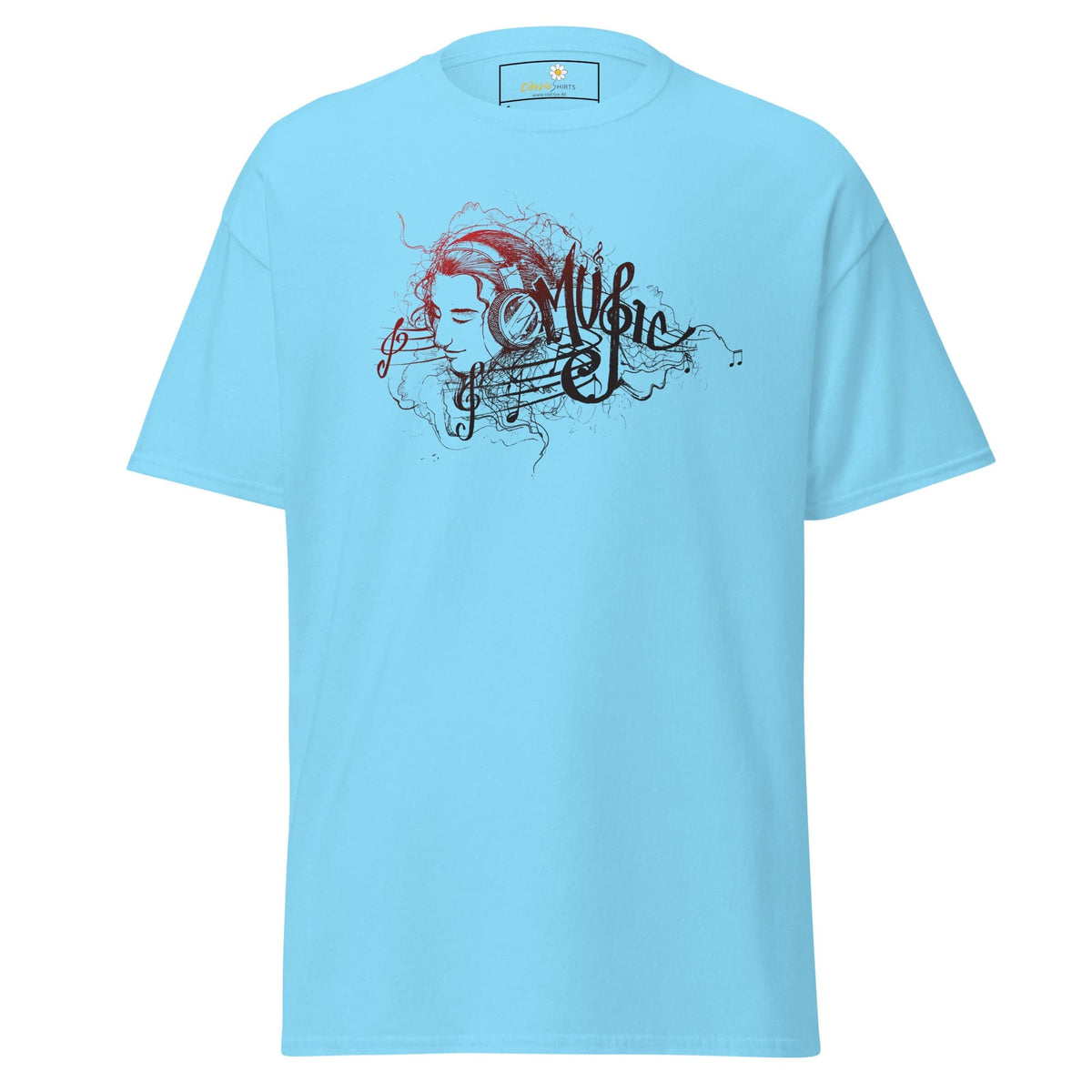 Unisex classic t-shirt - MUSIC GIRL HEADPHONE - REGULAR - Sky / S