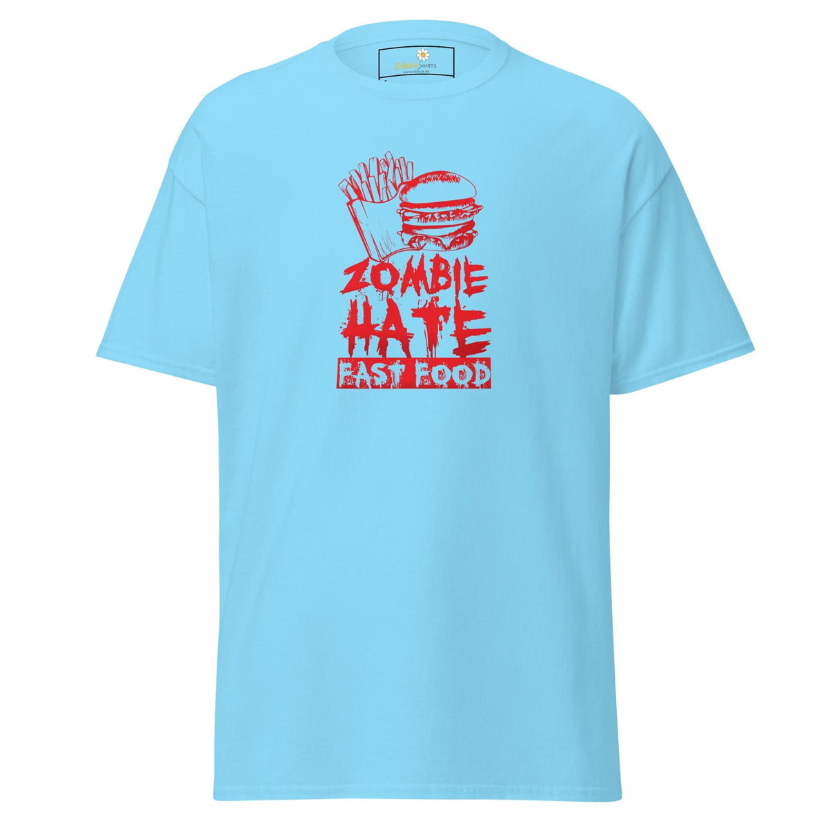 Unisex classic t-shirt - SPOOKIE ZOMBIE HATE FASTFOOD - REGULAR - Sky / S