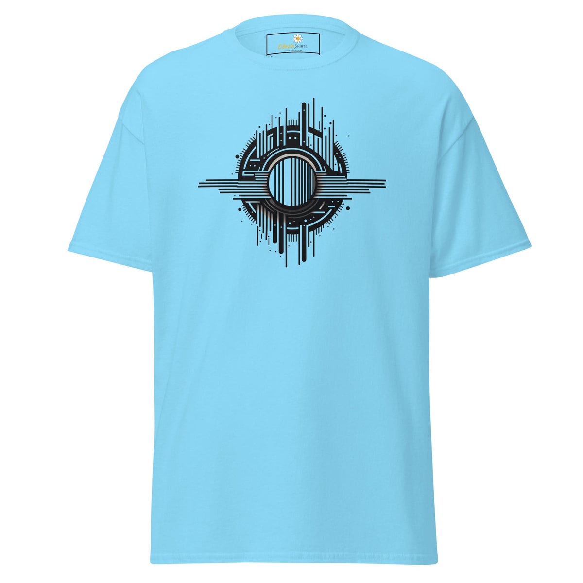 Unisex classic t-shirt - ABSTRACT SPHERE LINES - REGULAR - Sky / S