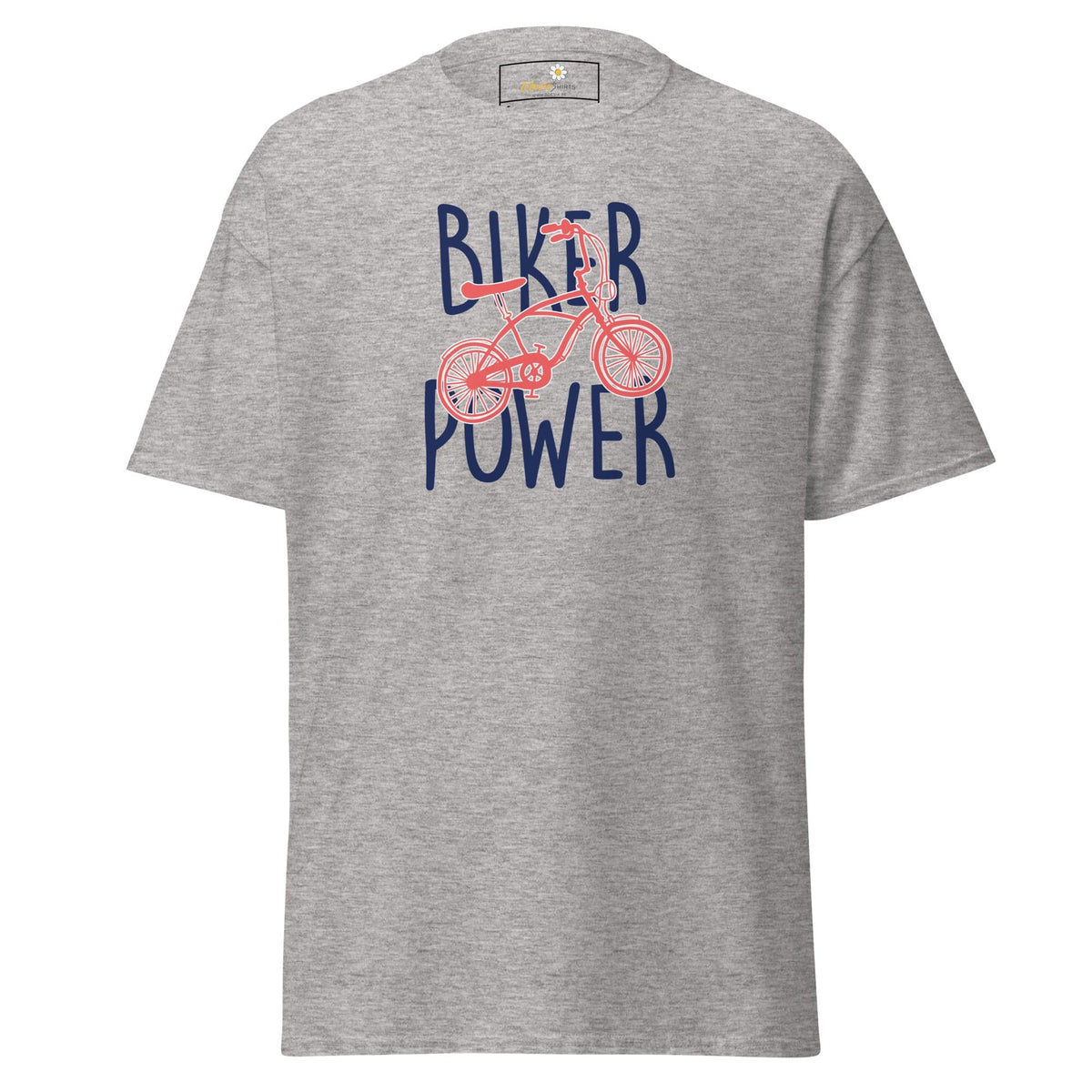 Gray T-shirt with bike graphic from T-Shirt Design Tee for Men and Women in S to XL