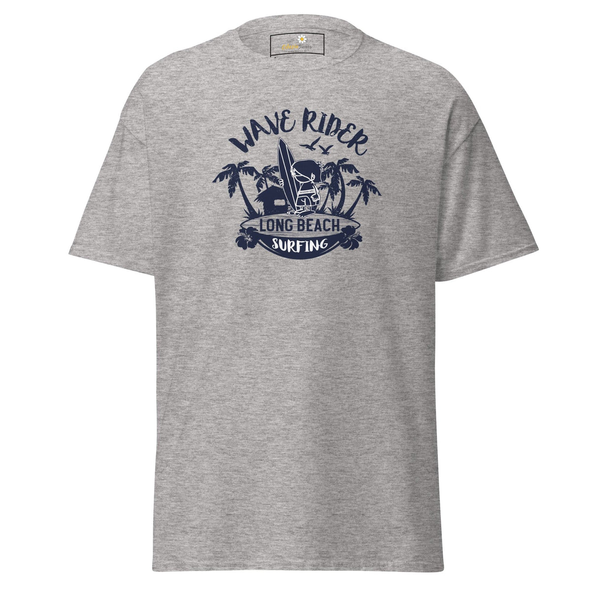 Gray T-shirt with beach graphic for Men and Women in sizes S to XL