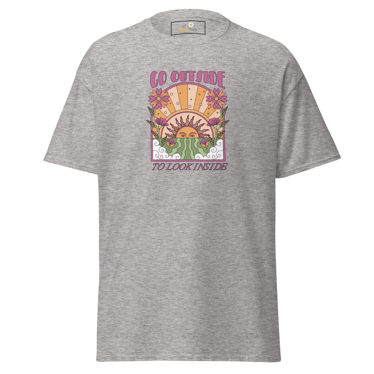 Unisex classic t-shirt - POSITIVE GO OUTSIDE LOOK INSIDE - REGULAR - Sport Grey / S