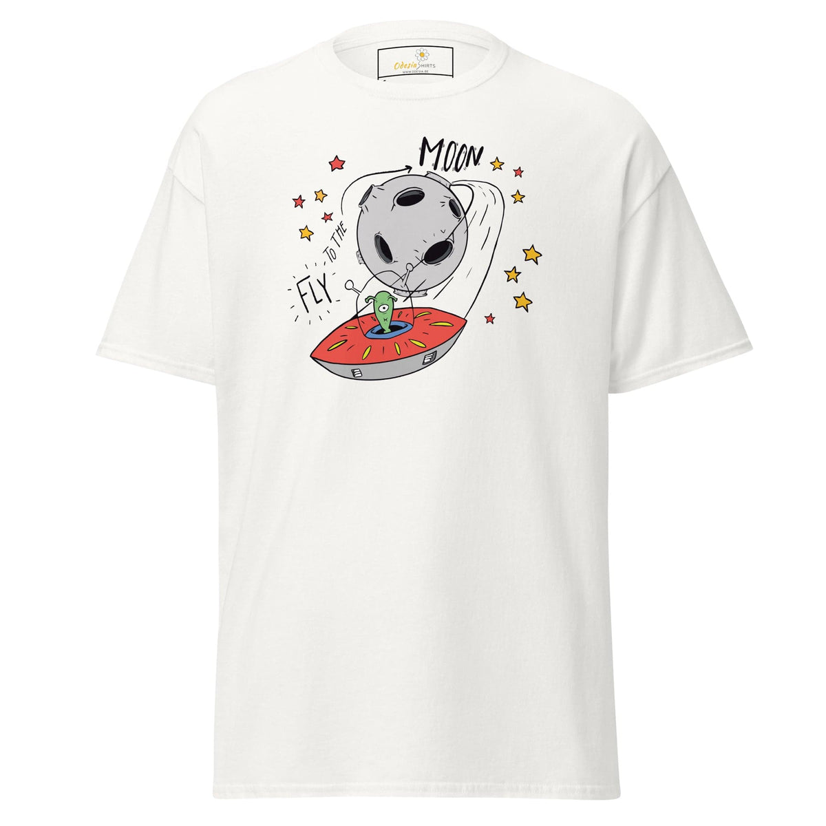 Unisex classic t-shirt - SPACE ALIEN MOON - REGULAR - White / S