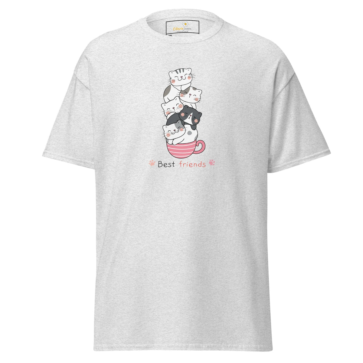White T-shirt with Cat Illustration from T-SHIRT DESIGN TEE for Men and Women in 2XL to 5XL