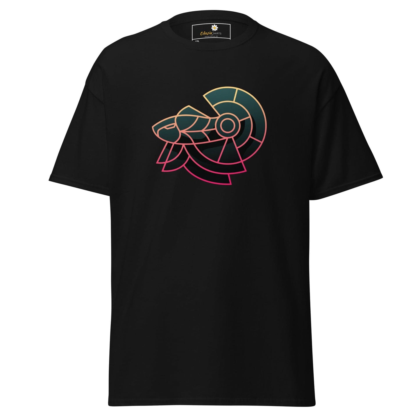Black T-shirt featuring a stylized animal design, suitable for Men and Women in sizes 2XL to 5XL