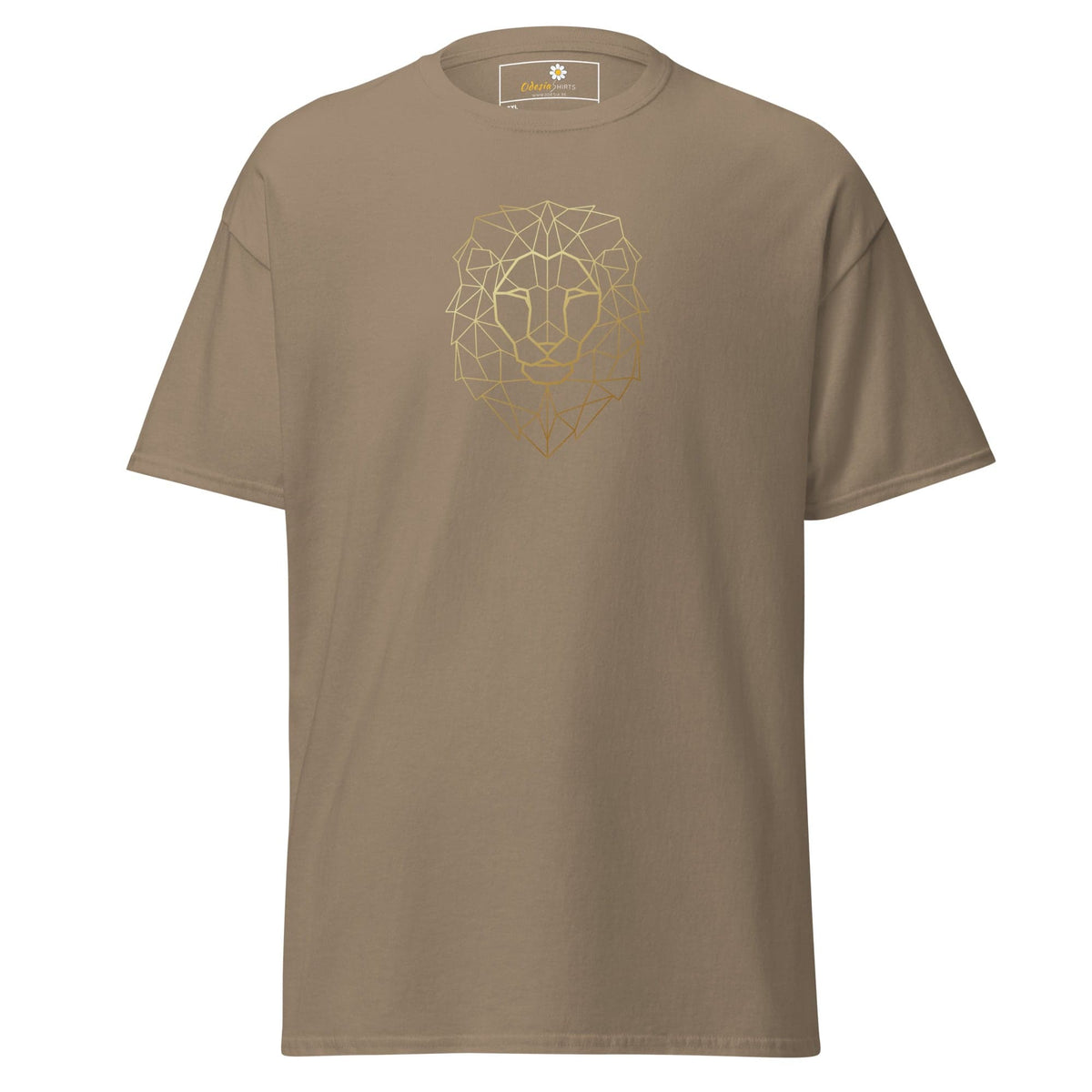 Beige T-Shirt with Geometric Lion Design for Men and Women in 2XL to 5XL sizes