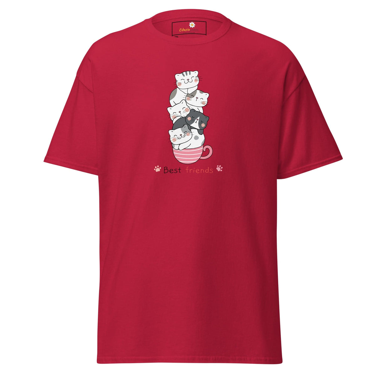 Red T-shirt with cat illustration from T-SHIRT DESIGN TEE for men and women in 2XL to 5XL sizes