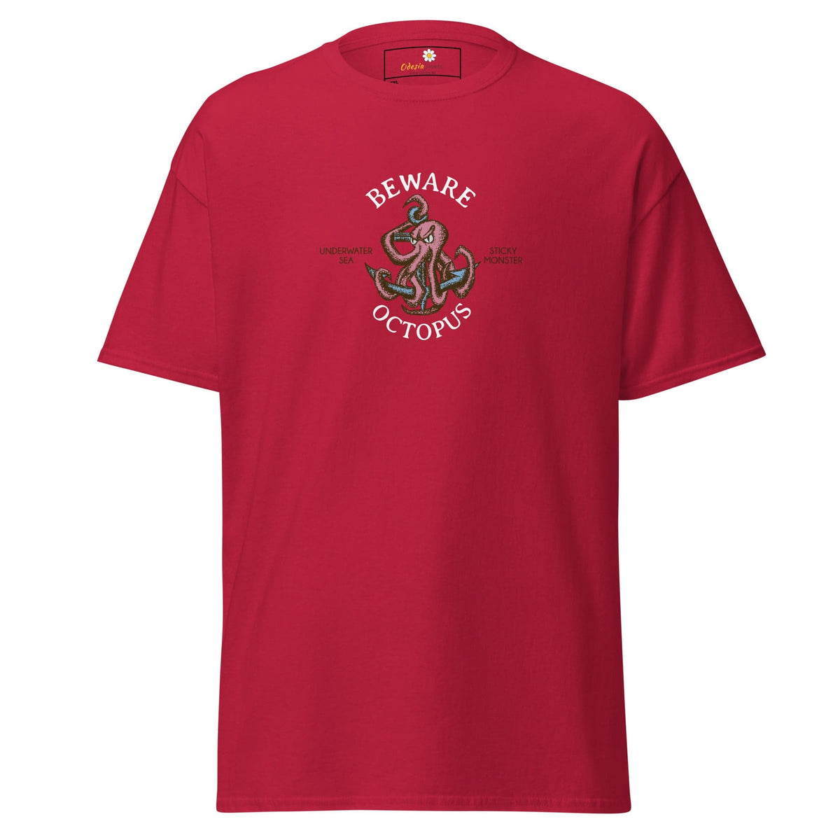 Red t-shirt with octopus graphic from T-SHIRT DESIGN TEE for Men and Women 2XL-5XL