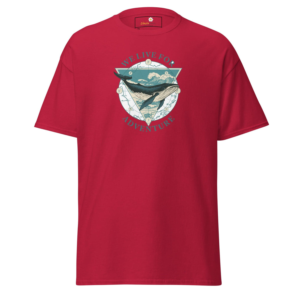 Red T-shirt with whale graphic from T-SHIRT DESIGN TEE for Men and Women in 2XL-5XL