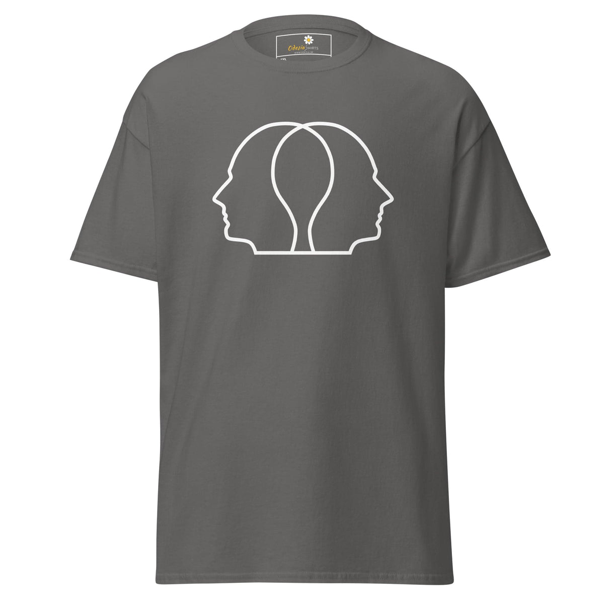 Gray T-shirt with white face outline design, available in 2XL to 5XL sizes