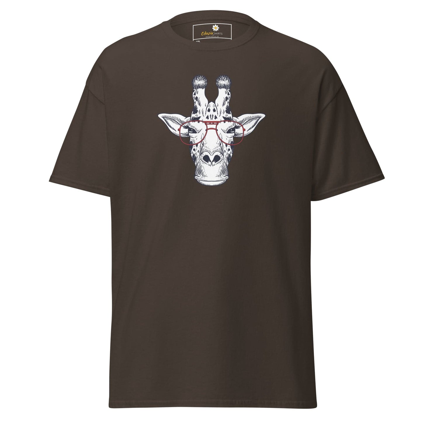 Brown T-shirt with Giraffe Graphic in T- Shirt Design Tee for Men and Women
