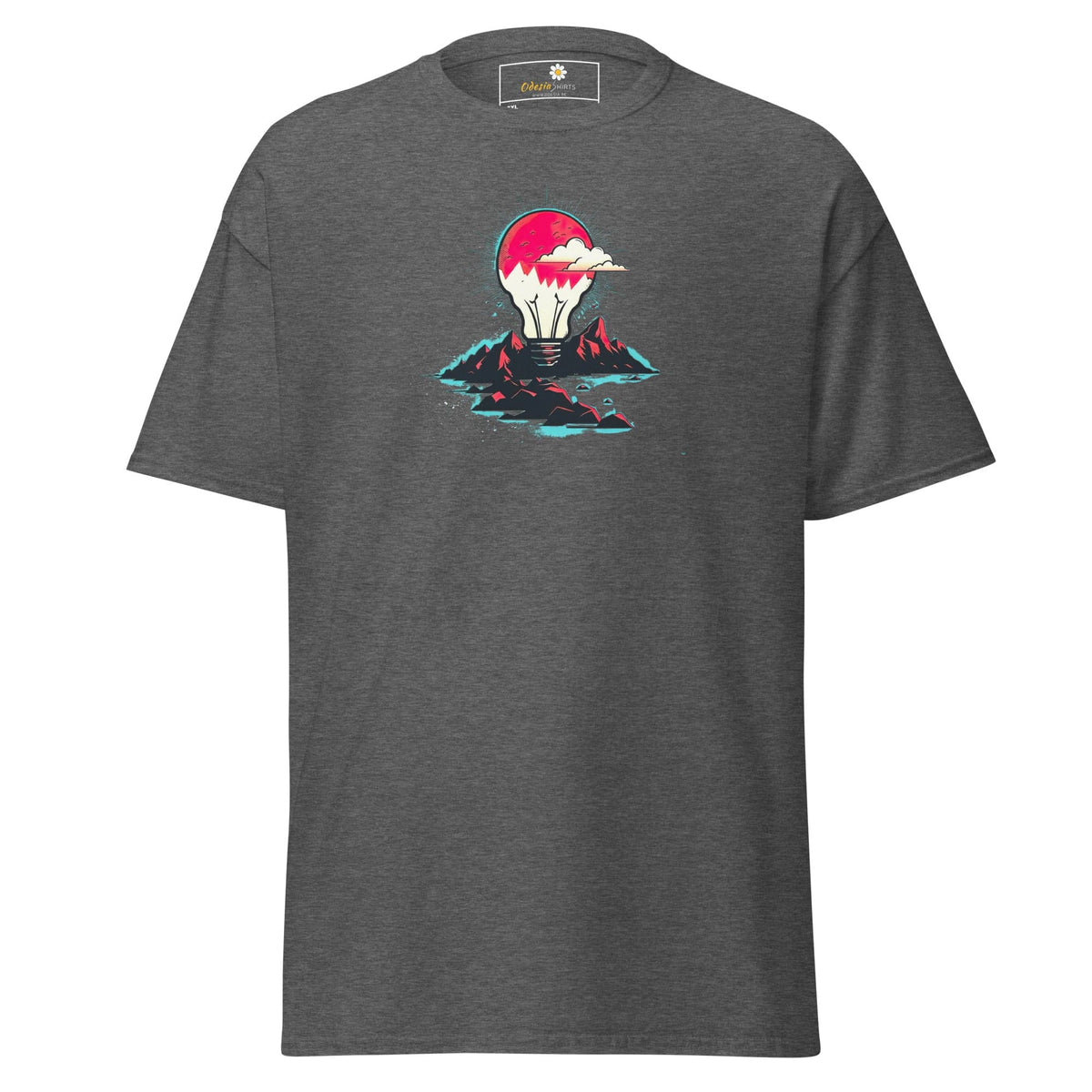 Gray T-shirt with lightbulb design from T-SHIRT DESIGN TEE for Men and Women in 2XL-5XL