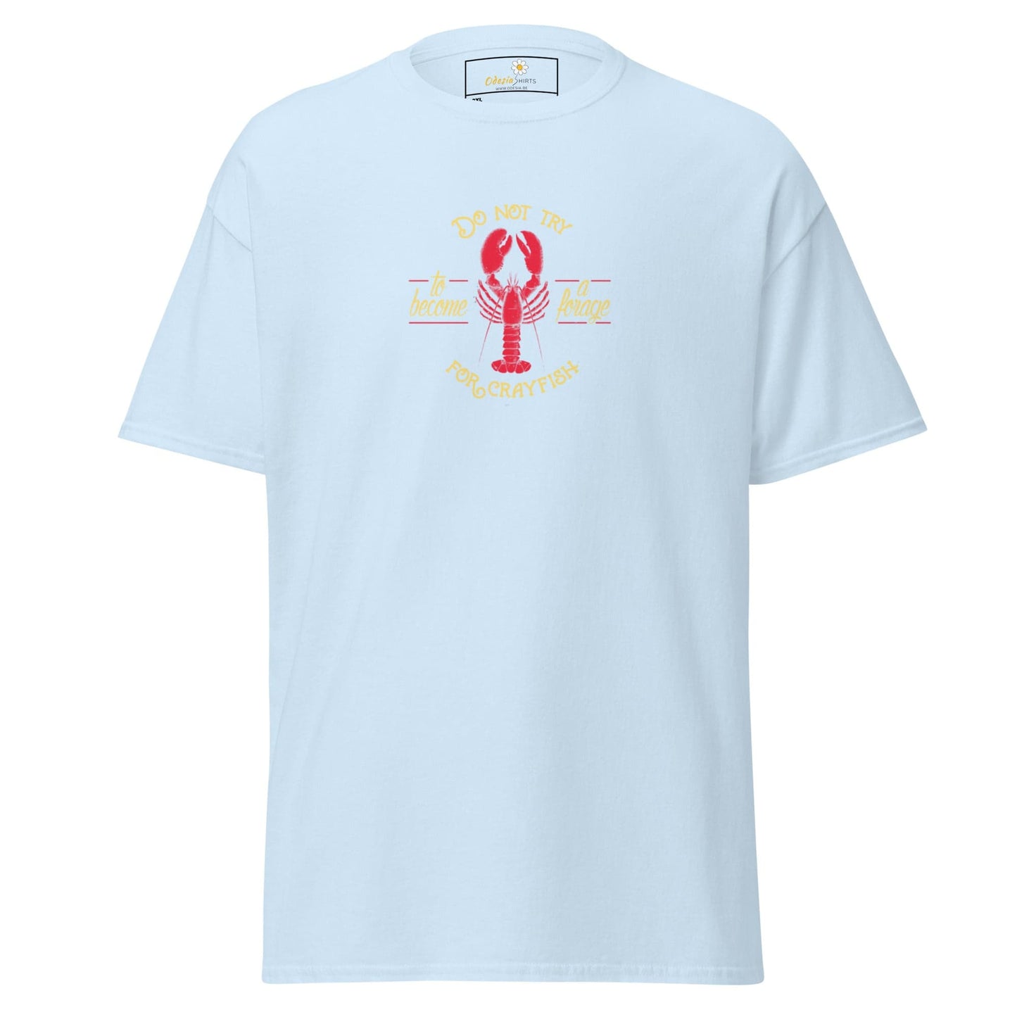 Light blue T-shirt with lobster graphic for Men and Women, available in 2XL to 5XL