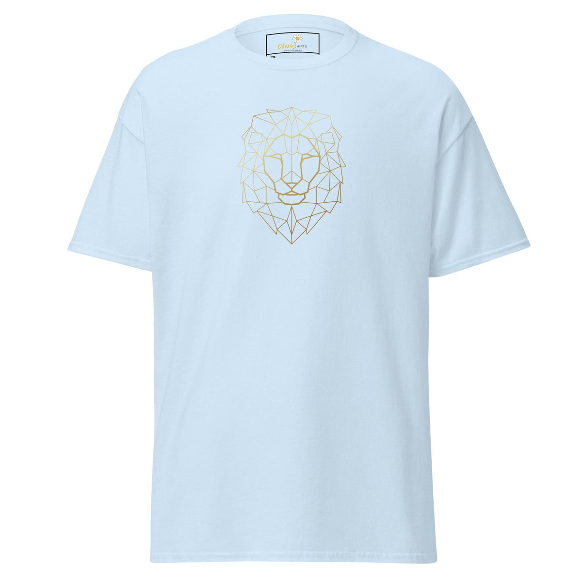 White T-shirt with geometric lion design for men and women in sizes 2XL to 5XL
