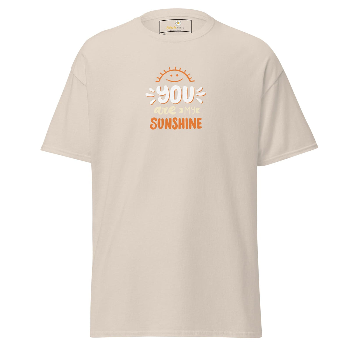 Beige T-shirt with sunshine graphic from T-SHIRT DESIGN TEE for MEN and WOMEN in 2XL-5XL