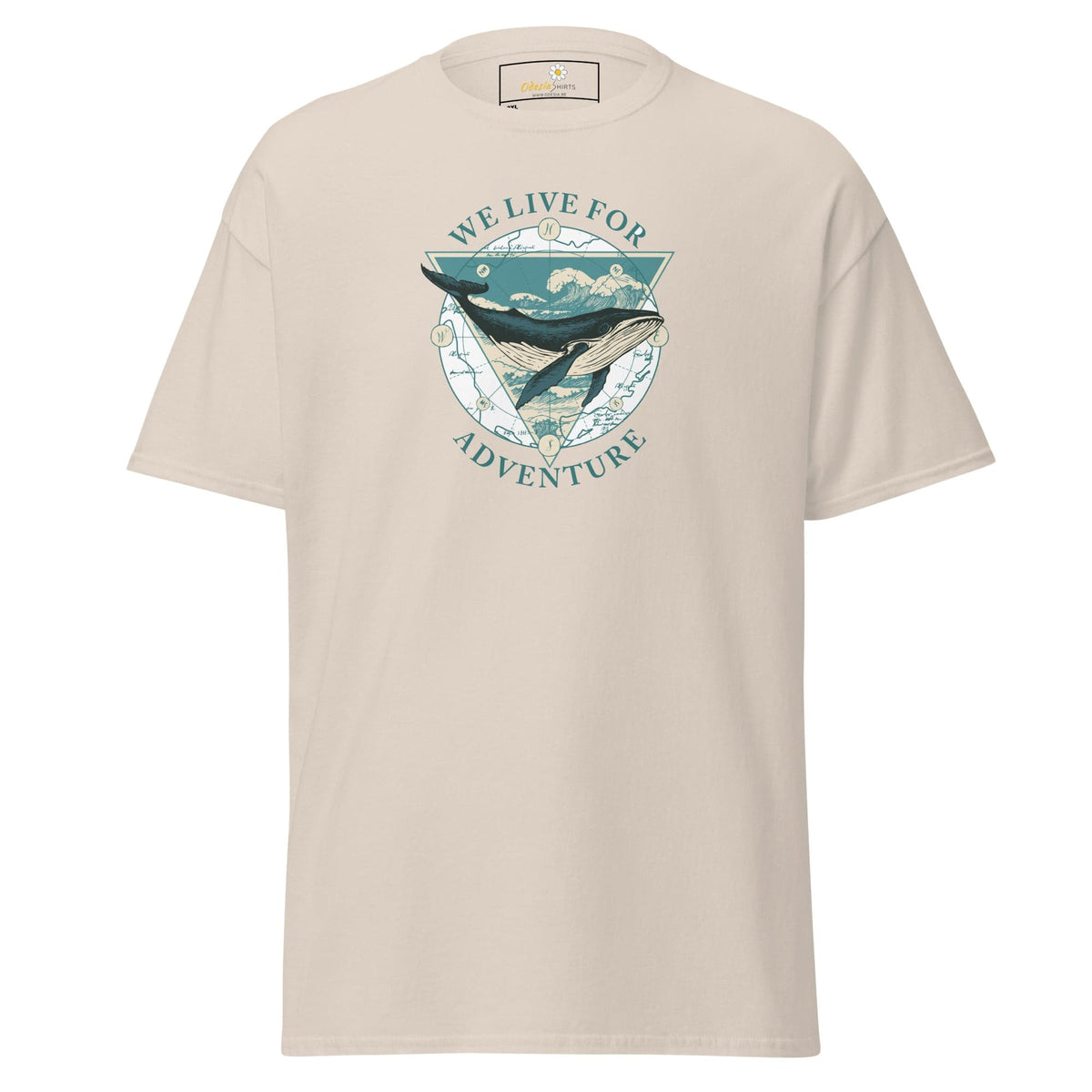 Beige T-shirt with whale graphic from T-SHIRT DESIGN TEE for Men and Women, 2XL-5XL