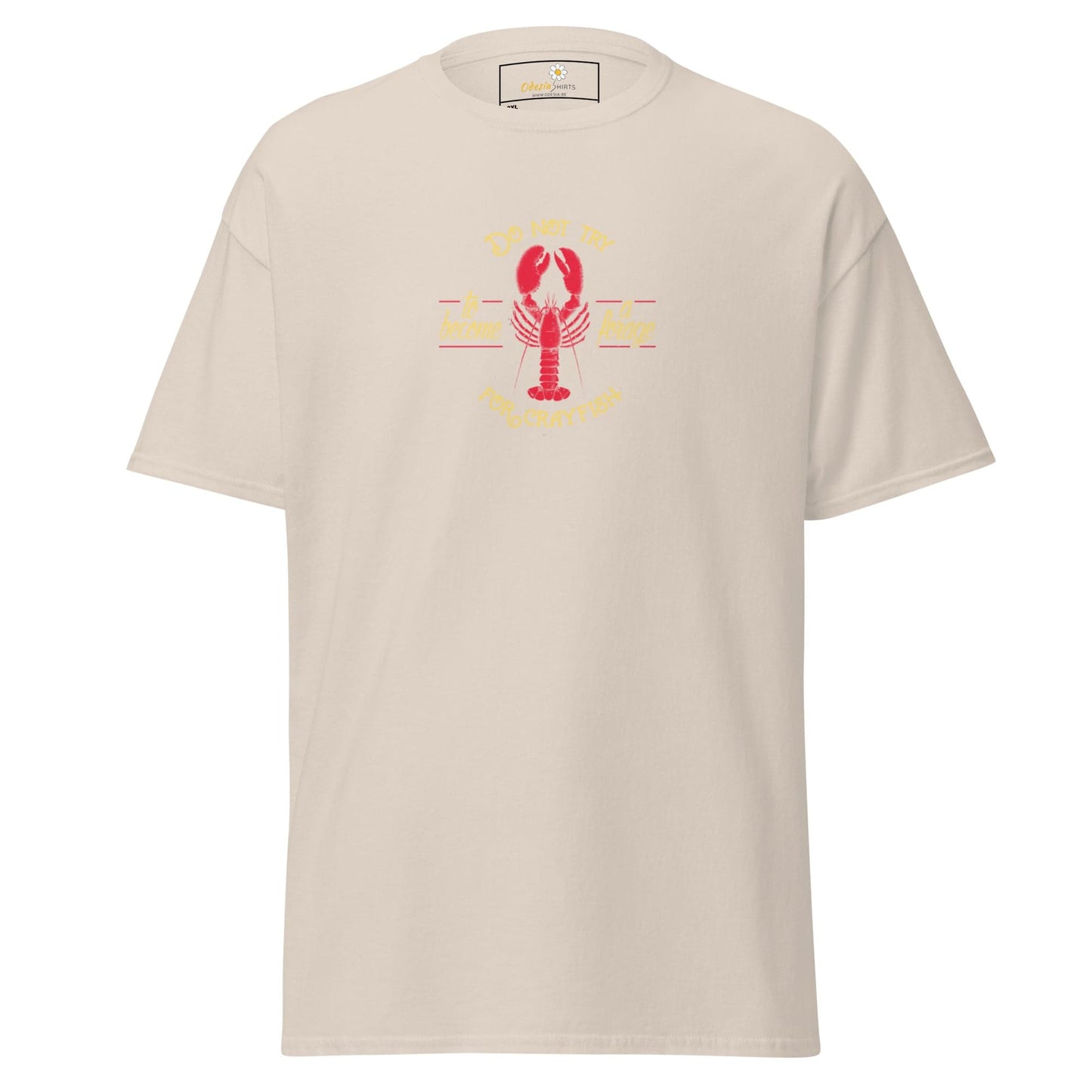 Beige T-shirt with lobster graphic from T-SHIRT DESIGN TEE for Men and Women in 2XL-5XL