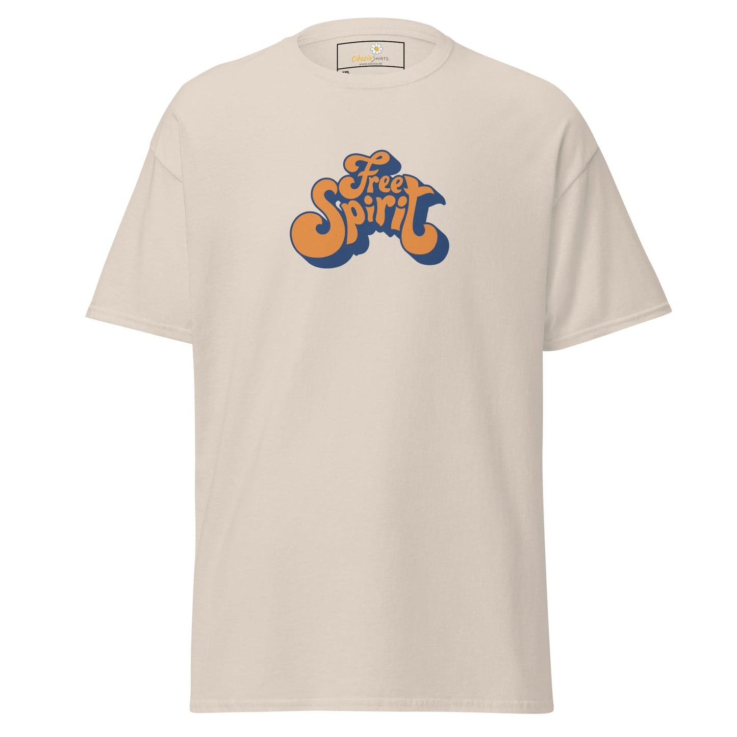 Beige T-shirt with Free Spirit graphic suitable for Men and Women Sizes 2XL to 5XL