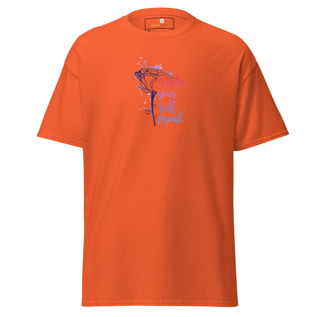 Orange T-shirt with rose design for men and women in 2XL to 5XL sizes