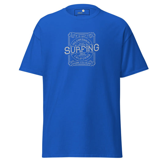 Blue T-shirt with surfing graphic for Men and Women in 2XL to 5XL sizes