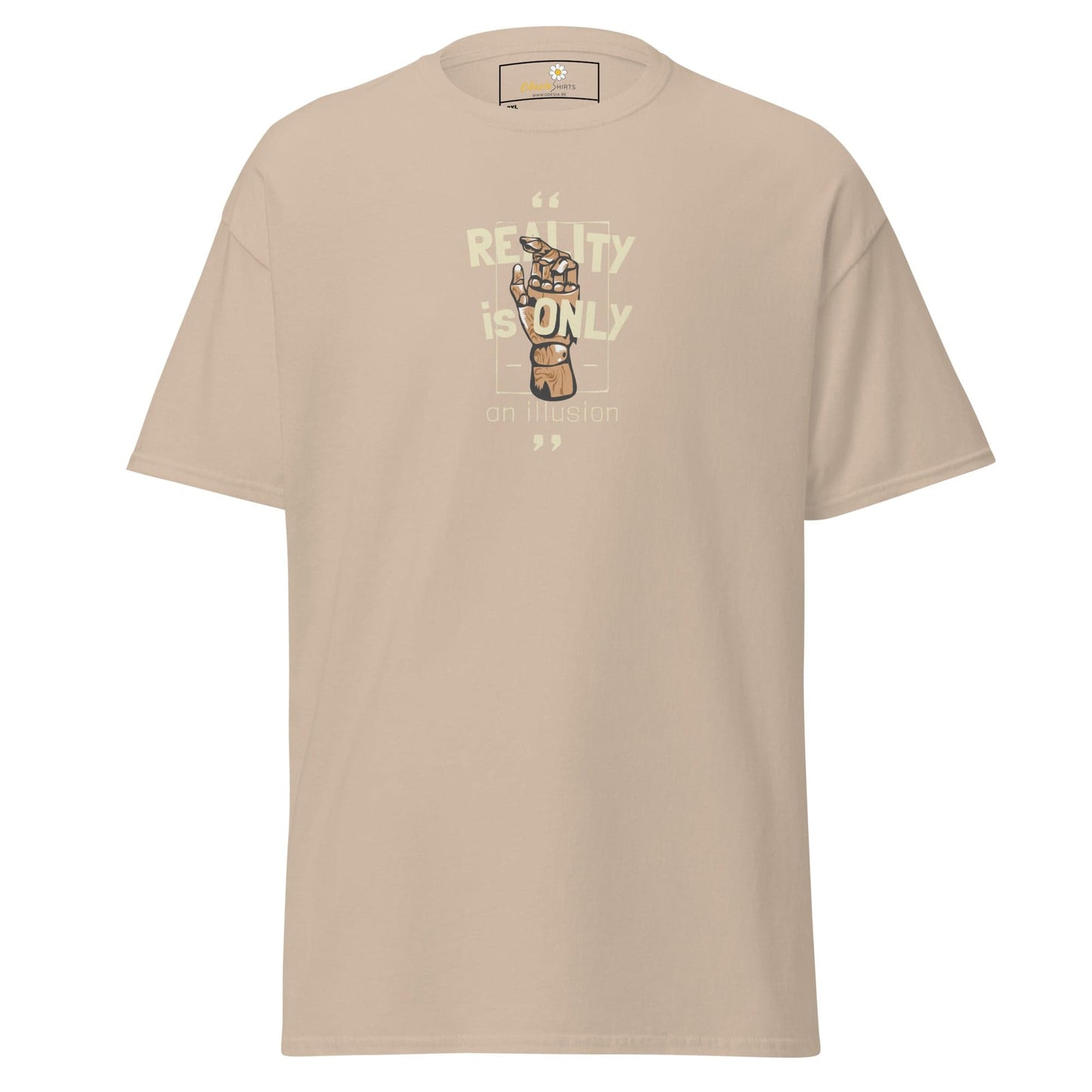 Beige T-shirt with graphic design for men and women in size 2XL to 5XL