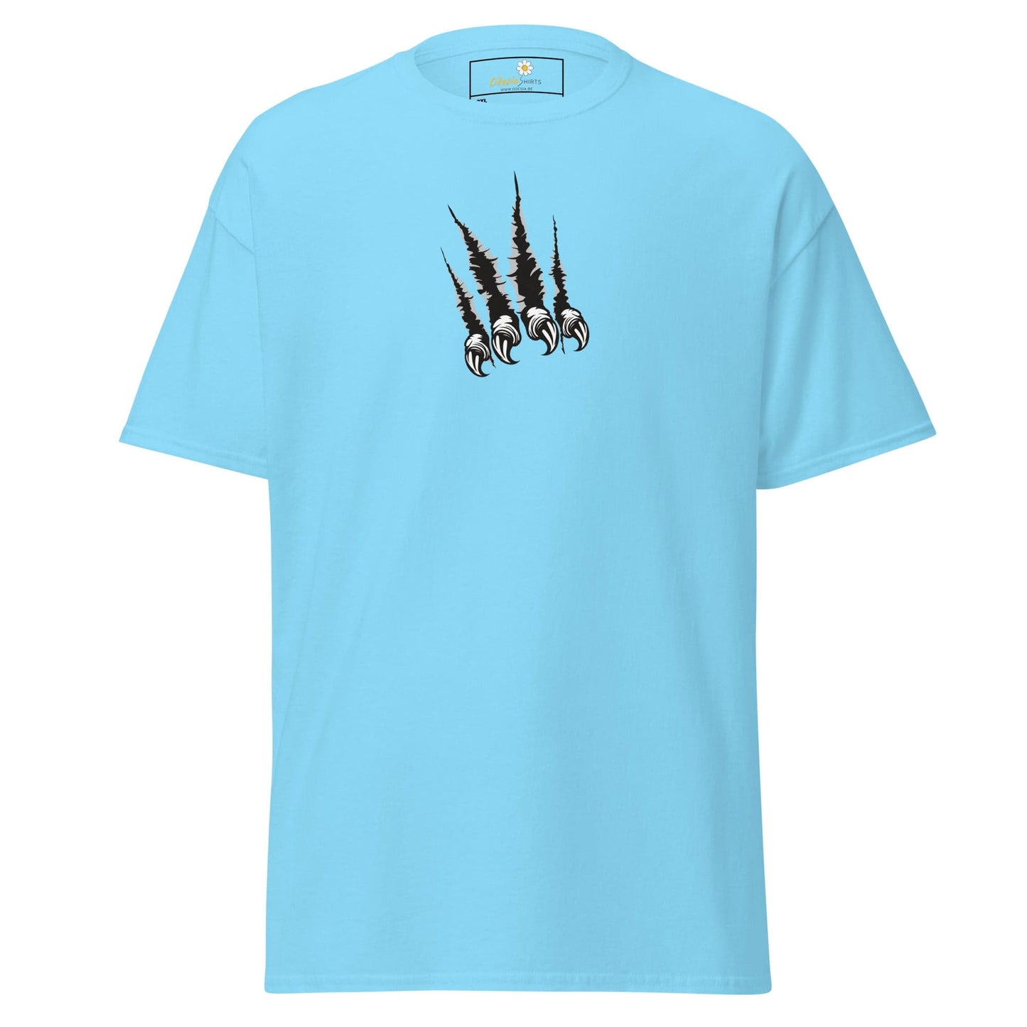 Light blue T-shirt with claw mark design in the T-SHIRT DESIGN TEE MEN WOMEN 2XL-5XL collection