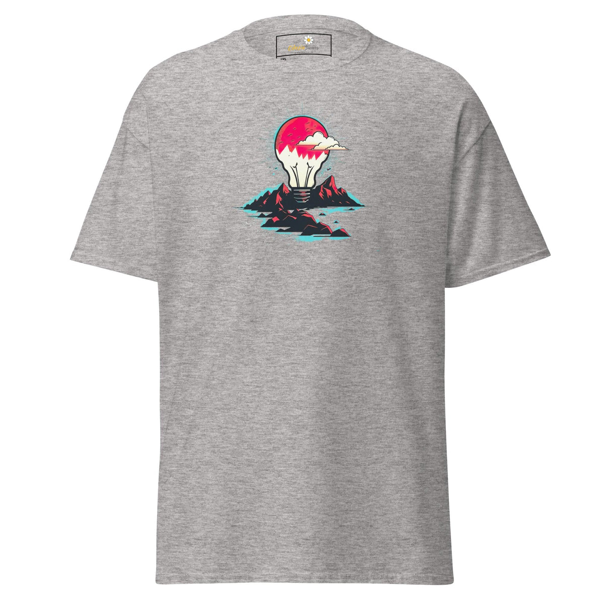 Gray T-shirt with lightbulb design from T-SHIRT DESIGN TEE for Men and Women in 2XL-5XL