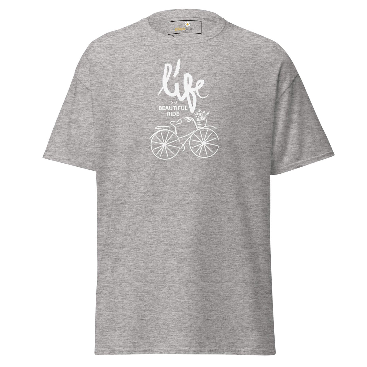 Gray T-shirt with bicycle graphic, suitable for Men and Women, available in 2XL to 5XL