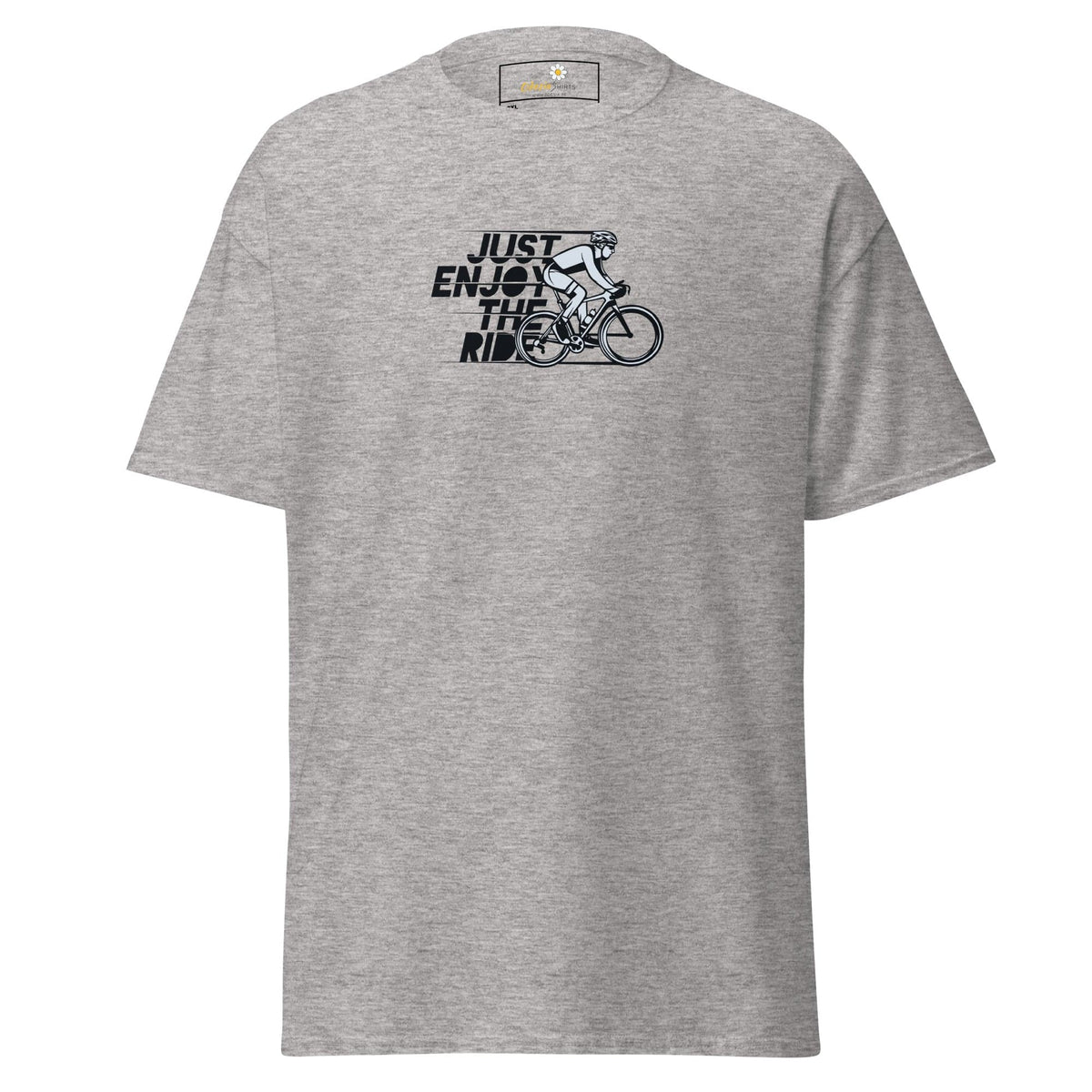 Gray T-shirt with cyclist graphic for men and women in 2XL to 5XL size range