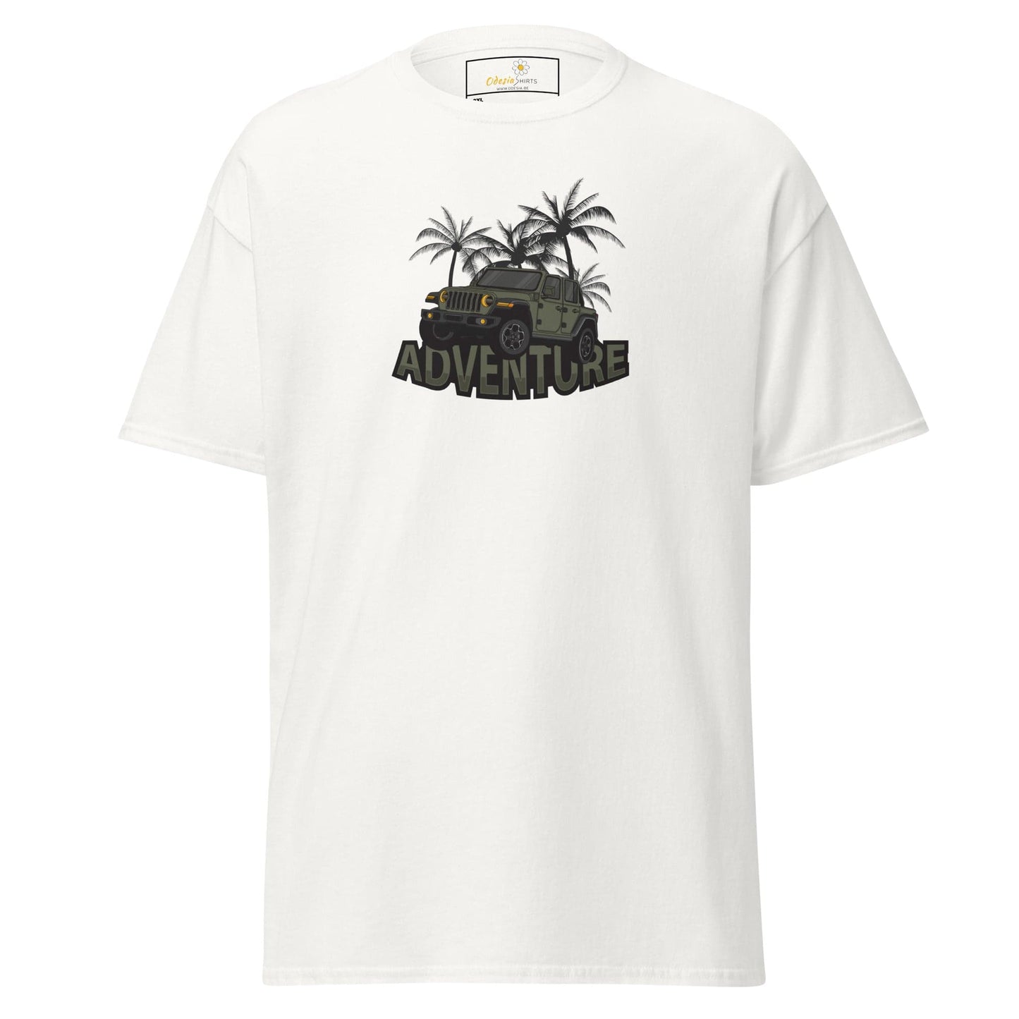 White T-shirt with adventure graphic from T-SHIRT DESIGN TEE for Men and Women in 2XL to 5XL tailles